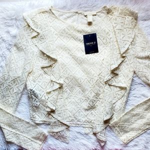 Beige lace top , forever 21  blouse long sleeves